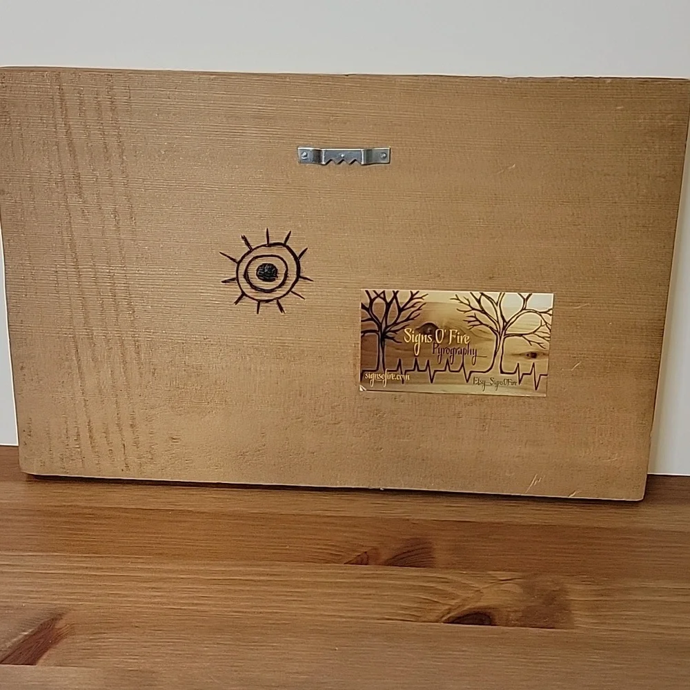 Pyrogrophy - Wood Art with Tree and Heartbeat Design - Burn Art - Picture 3 of 6